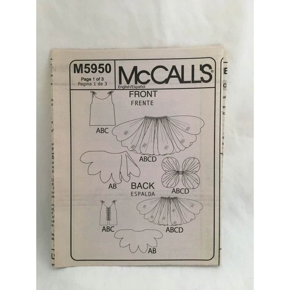 #M5950 McCalls Fairy costume sewing pattern size 1-3